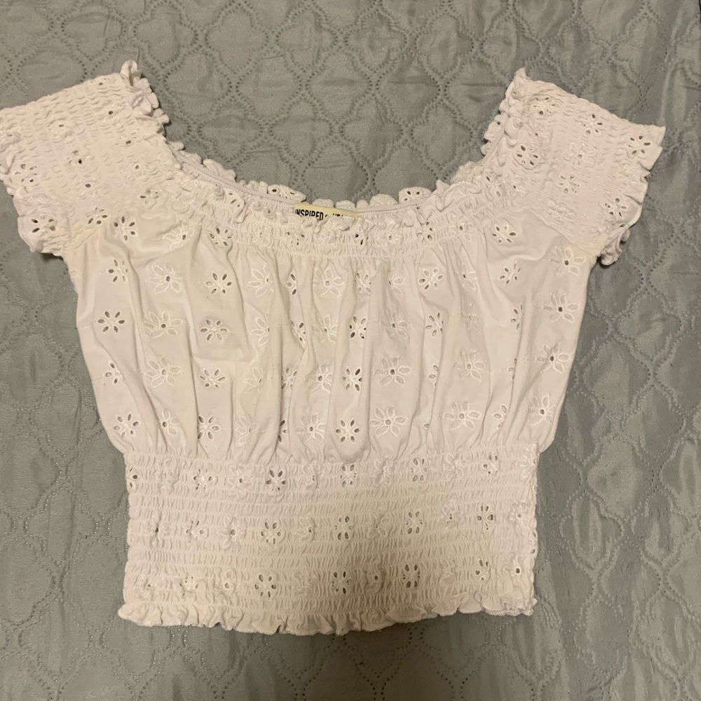 Off the shoulder white top